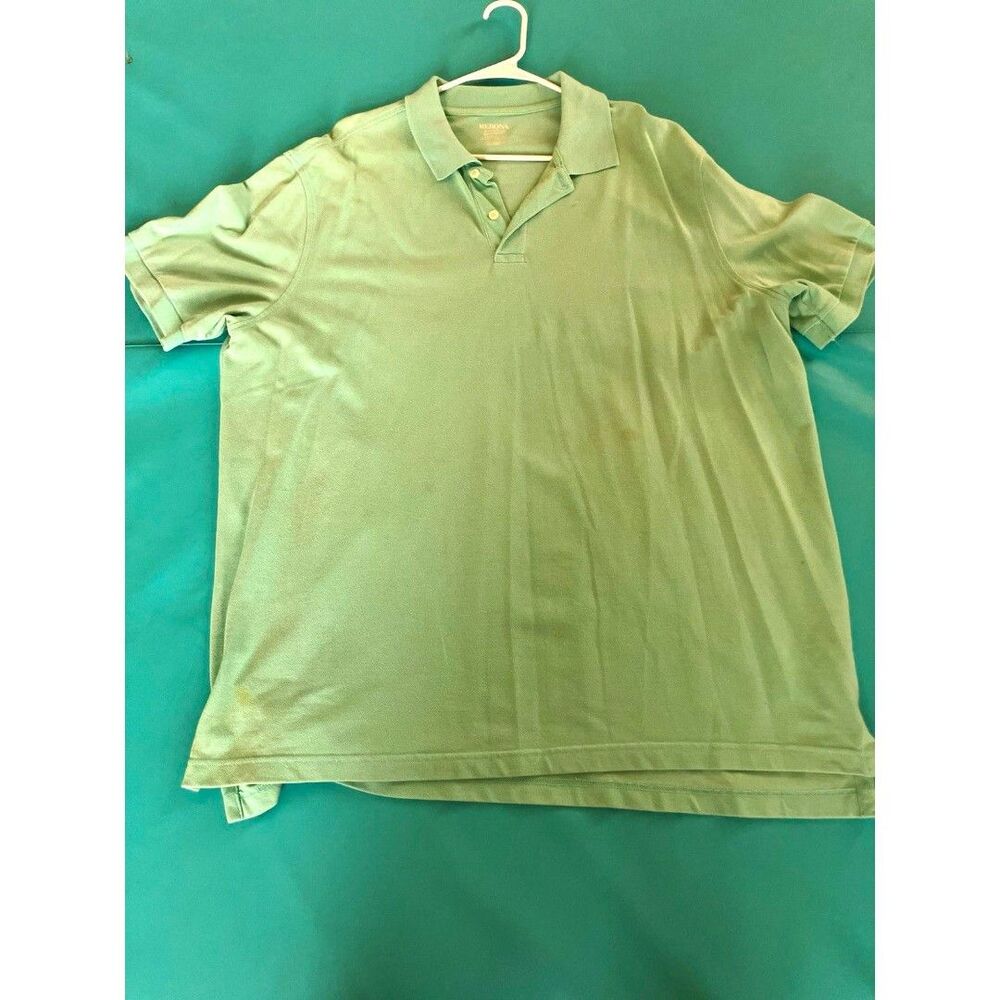 Merona Men’s Classic Fit Polo Shirt Green Solid Short Sleeve XXL Big & Tall